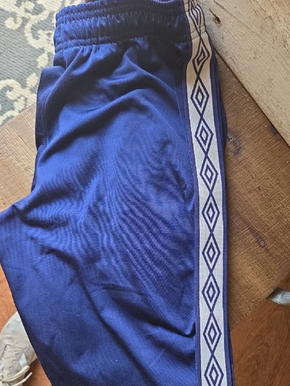 Umbro Royal Blue Athletic Joggers with White Diamond Side Tape